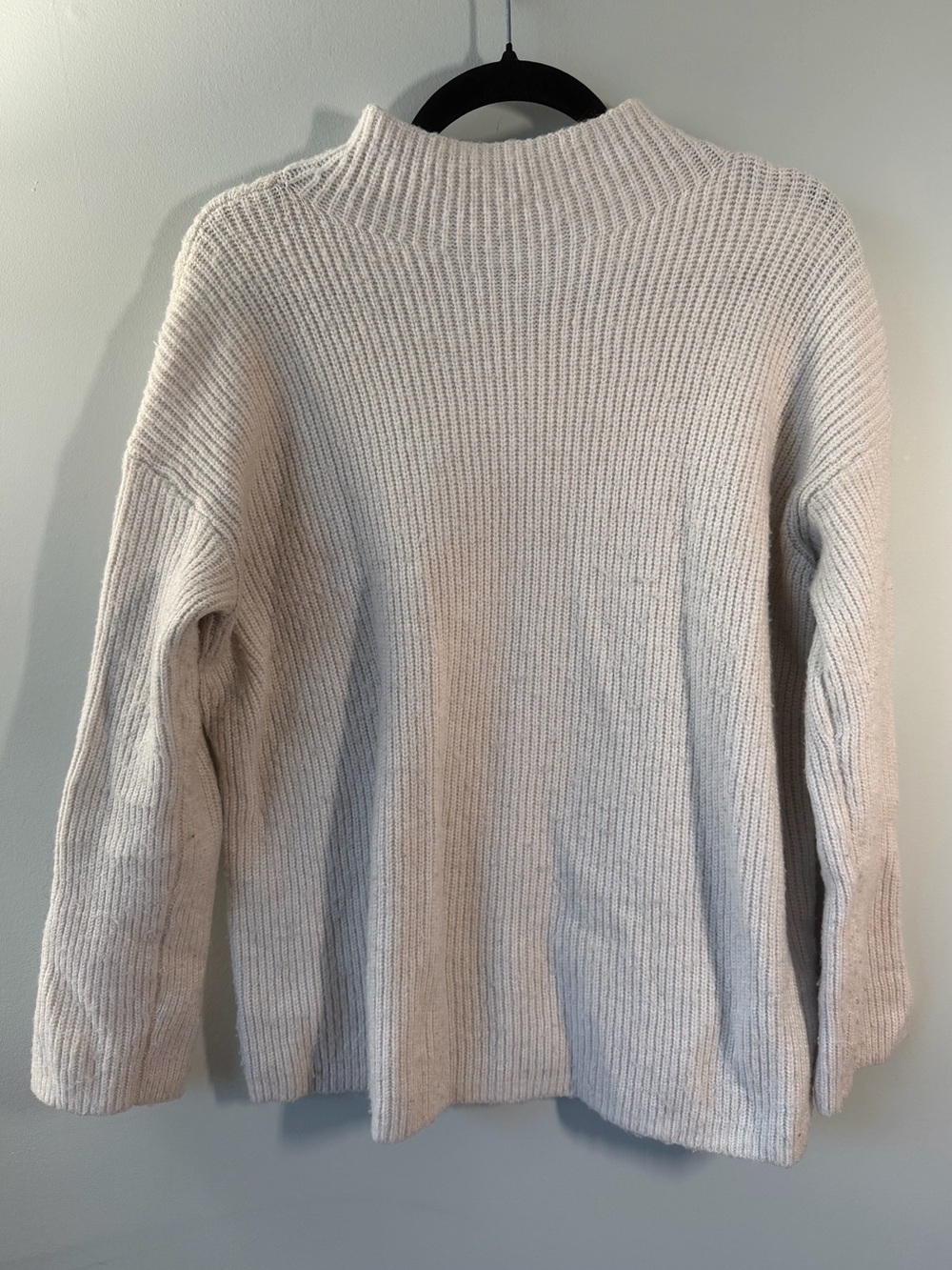 LOFT Cream Ribbed Mock-Neck Sweater
